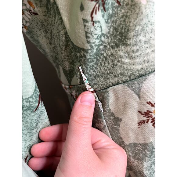 1970s Montgomery Ward Orange Mint Green Fall Floral Dagger Collar Disco Dress M - Picture 5 of 10